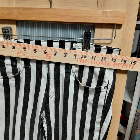 Rag & Bone Black White Striped Capri Jeans Made In USA Stylish Chic - Picture 6 of 7